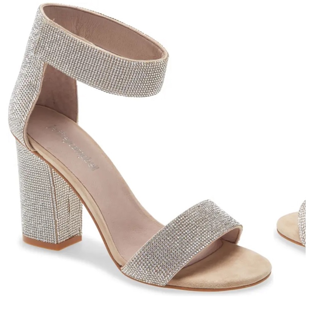 Jeffery Campbell Kassidy Ankle Strap Sandal in Nude Suede Campagne
